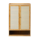 Scarpiera in Bambù con Ante Effetto Rattan, Spaziosa, Organizer per Calzature, Design Moderno, 94 x 32 x 60 cm