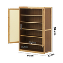Scarpiera in Bambù con Ante Effetto Rattan, Spaziosa, Organizer per Calzature, Design Moderno, 94 x 32 x 60 cm