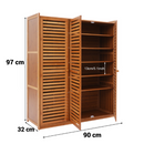 Scarpiera Verticale con 3 Ante, 7 Ripiani Regolabili, Organizer per Scarpe, 90 x 32 x 97 cm