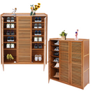Scarpiera Verticale con 3 Ante, 7 Ripiani Regolabili, Organizer per Scarpe, 90 x 32 x 97 cm