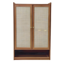 Scarpiera con Ante Effetto Rattan, 6 Livelli di Contenimento, Design Areato, Vano Aperto Inferiore, 94 x 32 x 60 cm