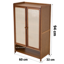 Scarpiera con Ante Effetto Rattan, 6 Livelli di Contenimento, Design Areato, Vano Aperto Inferiore, 94 x 32 x 60 cm