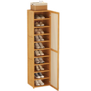 Scarpiera Verticale Stretta in Bambù con Anta Effetto Rattan, Design Slim, Ripiani Multipli, Salvaspazio, 30 x 33 x 160 cm