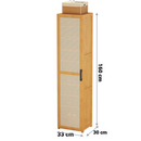 Scarpiera Verticale Stretta in Bambù con Anta Effetto Rattan, Design Slim, Ripiani Multipli, Salvaspazio, 30 x 33 x 160 cm