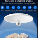 Telecamera di Sorveglianza Smart 2-in-1 con Lampada LED, WiFi 3MP 4K, Full-Color, Pan-Tilt 360° e Audio Bidirezionale