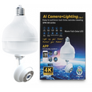 Telecamera di Sorveglianza Intelligente 2-in-1 a Lampadina LED, 4K Ultra HD / 3MP, Rotazione Pan-Tilt 360°, Rilevamento Umano AI e Connettività Wi-Fi