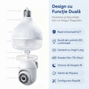 Telecamera di Sorveglianza Intelligente 2-in-1 a Lampadina LED, 4K Ultra HD / 3MP, Rotazione Pan-Tilt 360°, Rilevamento Umano AI e Connettività Wi-Fi