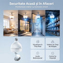 Telecamera di Sorveglianza Intelligente 2-in-1 a Lampadina LED, 4K Ultra HD / 3MP, Rotazione Pan-Tilt 360°, Rilevamento Umano AI e Connettività Wi-Fi