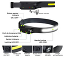 Confezione 1+1 Torcia Frontale LED COB 350 Lumen con Batteria Ricaricabile, Sensore di Movimento e Luce Laterale – Set 2 Pezzi