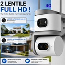 Telecamera di Sorveglianza 4G 8MP con 2 Obiettivi, Rotazione 360°, Visione Notturna, Rilevamento del Movimento, Audio Bidirezionale