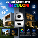 Telecamera di Sorveglianza 4G 8MP con 2 Obiettivi, Rotazione 360°, Visione Notturna, Rilevamento del Movimento, Audio Bidirezionale