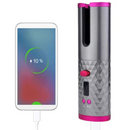 Arricciacapelli Automatico Senza Fili, Ceramica e Tormalina, Display LCD, 6 Livelli di Temperatura 150-220°C, Timer 8-18s, Rotazione Sinistra/Destra, Batteria 2500mAh, Ricarica USB