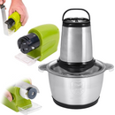 Confezione Tritatutto Elettrico Universale con 4 Lame in Inox + Affilatore Elettrico Portatile Professionale per Tutti i Tipi di Lame