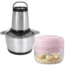 Confezione Tritatutto Elettrico Universale con 4 Lame Inox + Mini Chopper Elettrico - Tritatutto Multifunzione per Verdure, Carne, Aglio e Noci