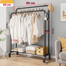 Stender in Metallo per Abiti e Scarpe, 2 Barre Appendiabiti ad Altezze Diverse, Nero, 80x150 cm