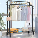 Stender in Metallo per Abiti e Scarpe, 2 Barre Appendiabiti ad Altezze Diverse, Nero, 80x150 cm