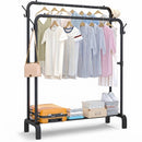 Stender in Metallo per Abiti e Scarpe, 2 Barre Appendiabiti ad Altezze Diverse, Nero, 120x150 cm
