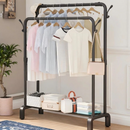 Stender in Metallo per Abiti e Scarpe, 2 Barre Appendiabiti ad Altezze Diverse, Nero, 120x150 cm