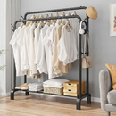 Stender in Metallo per Abiti e Scarpe, 2 Barre Appendiabiti ad Altezze Diverse, Nero, 120x150 cm