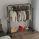 Stender in Metallo per Abiti e Scarpe, 2 Barre Appendiabiti ad Altezze Diverse, Nero, 120x150 cm