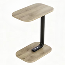Tavolino Laterale a C con 2 Livelli, Supporto per Laptop, Piano Effetto Legno e Telaio in Metallo Nero, 58 x 38 x 28 cm