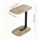 Tavolino Laterale a C con 2 Livelli, Supporto per Laptop, Piano Effetto Legno e Telaio in Metallo Nero, 58 x 38 x 28 cm