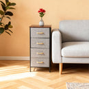 Cassettiera con 4 Cassetti in Tessuto, Telaio in Metallo e Piano Effetto Legno, Grigia, 95 x 40 x 30 cm