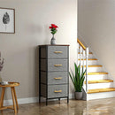 Cassettiera con 4 Cassetti in Tessuto, Telaio in Metallo e Piano Effetto Legno, Grigia, 95 x 40 x 30 cm