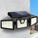 Confezione Lampada Solare LED da Esterno con 3 Teste + Torcia Frontale LED con Batteria Ricaricabile, Sensore di Movimento