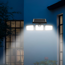 Confezione Lampada Solare LED da Esterno con 3 Teste + Torcia Frontale LED con Batteria Ricaricabile, Sensore di Movimento