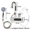 Rubinetto Elettrico a Riscaldamento Istantaneo con Doccia - Display LED, Montaggio a Parete, 60°C