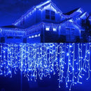 Luci a Frange LED da Esterno 12m Blu – 300 LED, 8 Giochi di Luce