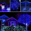 Luci di Natale Solari 100 LED Blu 10m – Esterno IP44, Nessun Consumo Elettrico