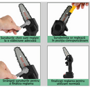Mini Motosega Elettrica a Batteria 4 pollici - Set Completo con 2 Batterie + 1 Catena di Ricambio