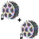 Set 2 Catene Luminose di Natale Multicolor 100m | 500 LED con Giochi di Luce | Interno/Esterno | IP44