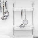 Supporto Multifunzione con 2 Ripiani per Bagno e Cucina – Organizer Compatto per una Conservazione Efficiente