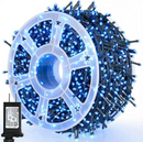 Luci di Natale su Bobina 100m LED Blu | 500 LED Potenti | 8 Giochi di Luce | IP44