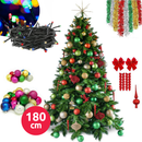 Albero di Natale 180cm + Set completo di accessori per addobbarlo