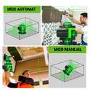Livella laser 4D CON 16 linee, 4 raggi x 360 gradi, Linee verdi, Raggio d'azione 25m, Precisione ± 2mm/10m, Autolivellamento, Angolo retto, Batterie 2 x 4000 mAh 4.2V, Telecomando