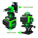 Livella laser 4D CON 16 linee, 4 raggi x 360 gradi, Linee verdi, Raggio d'azione 25m, Precisione ± 2mm/10m, Autolivellamento, Angolo retto, Batterie 2 x 4000 mAh 4.2V, Telecomando