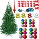 Albero di Natale 180cm + Set completo di accessori per addobbarlo