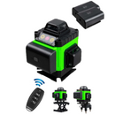 Livella laser 4D CON 16 linee, 4 raggi x 360 gradi, Linee verdi, Raggio d'azione 25m, Precisione ± 2mm/10m, Autolivellamento, Angolo retto, Batterie 2 x 4000 mAh 4.2V, Telecomando