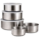 Set 5 Contenitori in Metallo | Contenitori per Alimenti con Coperchi Trasparenti