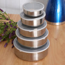 Set 5 Contenitori in Metallo | Contenitori per Alimenti con Coperchi Trasparenti