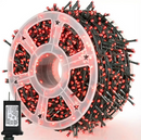 Catena Luminosa a Rullo 100m con 500 LED Rossi | 8 Giochi di Luce | IP44 per Decorazioni Festive